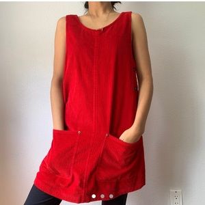 Vibrant red overall dress